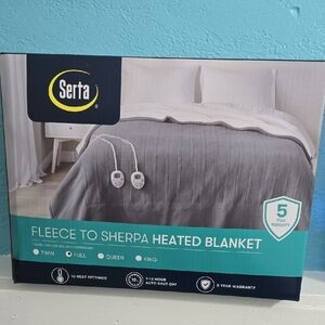 Serta Gray Fleece to Sherpa Heated Blanket